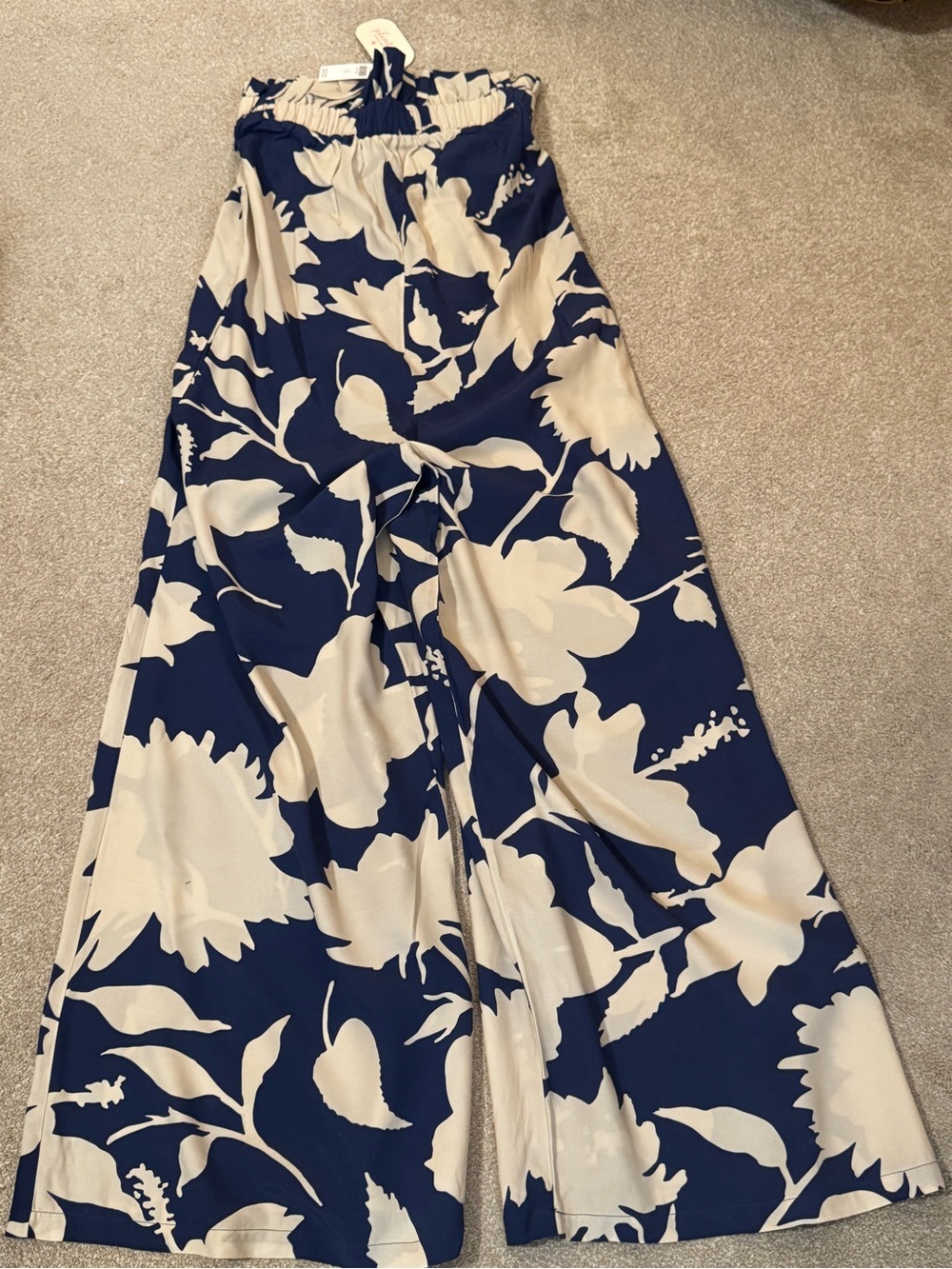 Plenty by Tracy Reese Navy and Cream Floral Wide-Leg Swim Coverup